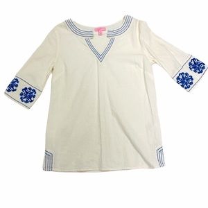 Lilly Pulitzer White Linen Embroidered Tunic